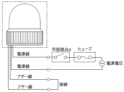 図2.ブザーと回転灯の同時動作図