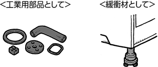 <工業用部品として> <緩衝材として>