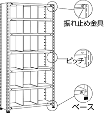 区分棚(縦仕切付)